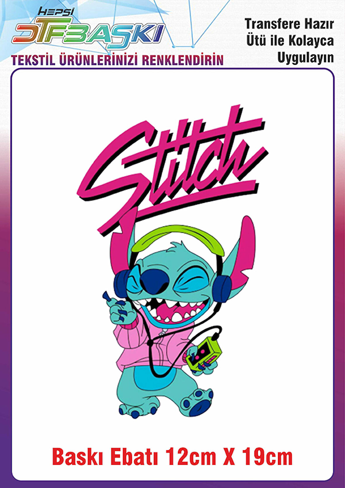Stitch Ütü ile Yapışan Kumaş Tekstil Kıyafet Dtf Baskı