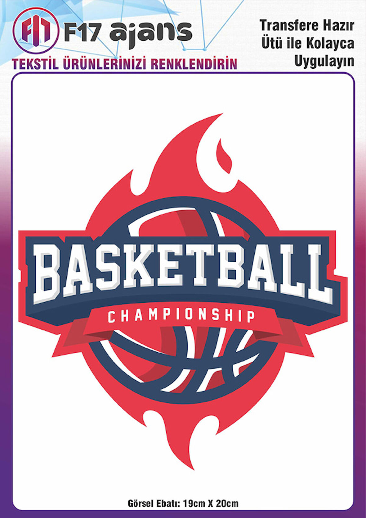 Ütü Ile Yapışan Tekstil Dtf Baskı Görseli Basketball