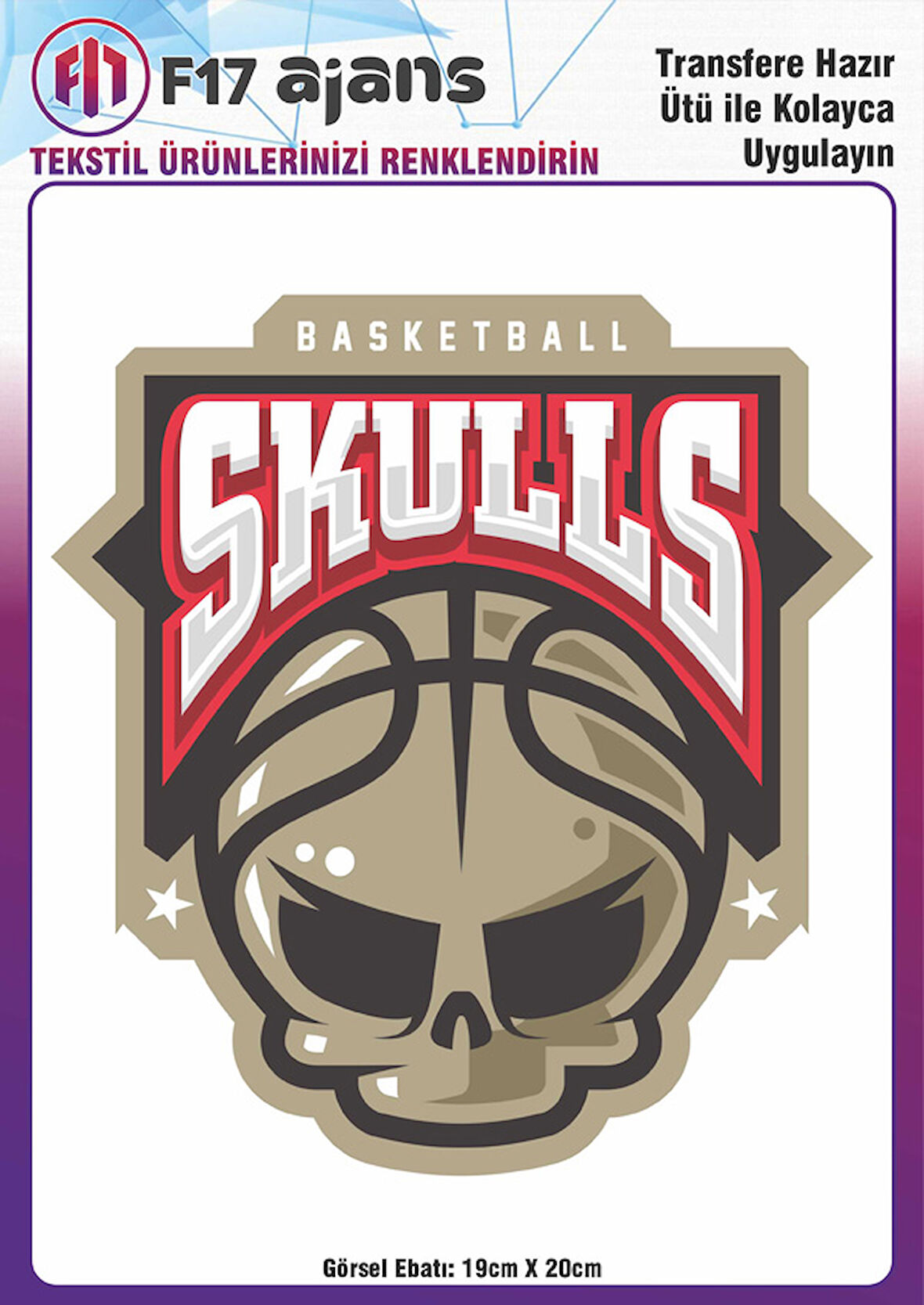 Ütü Ile Yapışan Tekstil Dtf Baskı Görseli Skulls