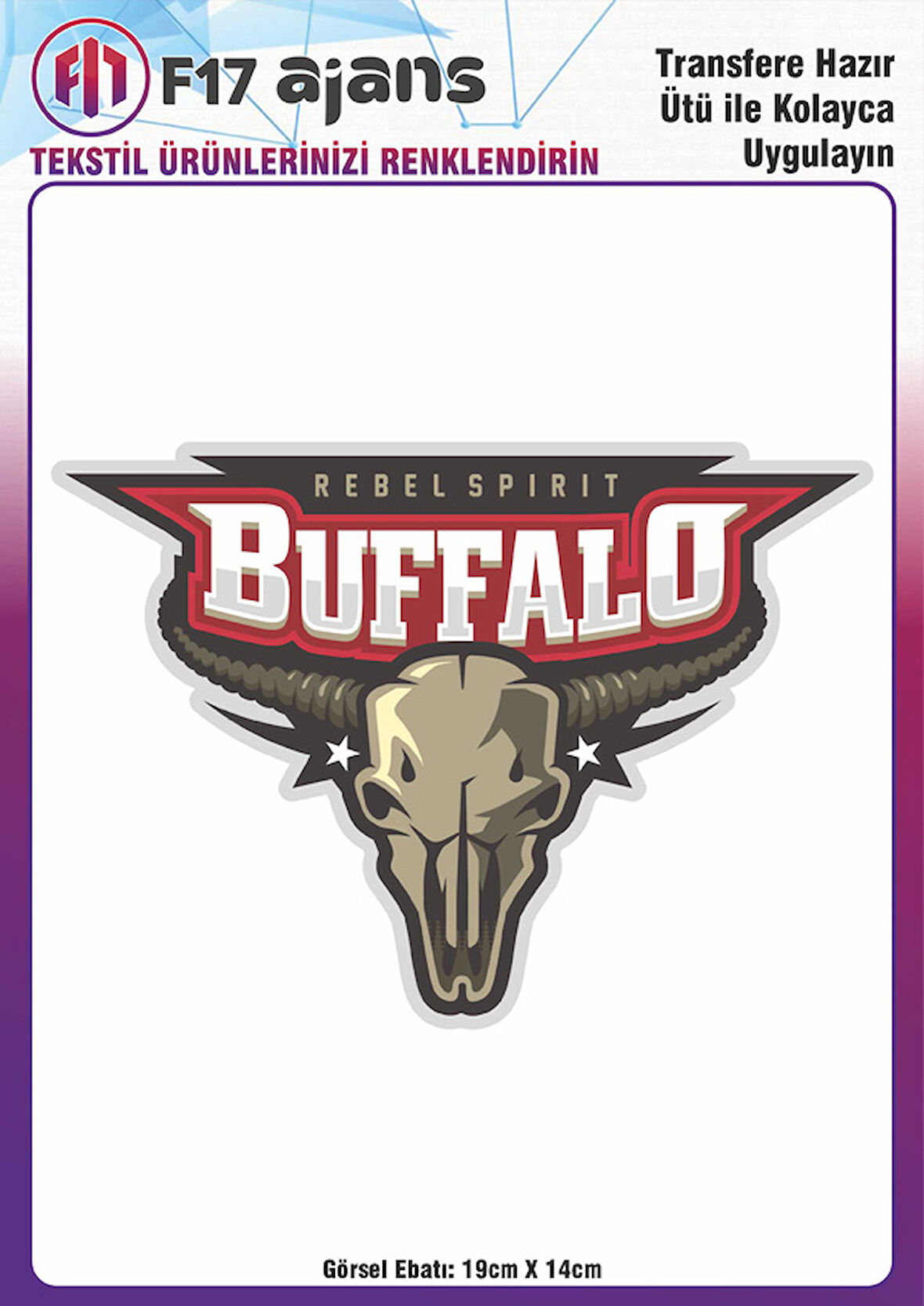 Ütü Ile Yapışan Tekstil Dtf Baskı Görseli Buffalo