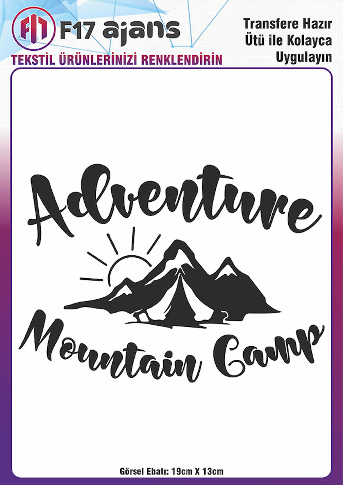 Ütü Ile Yapışan Tekstil Dtf Baskı Görseli Adventure Mountain Camp