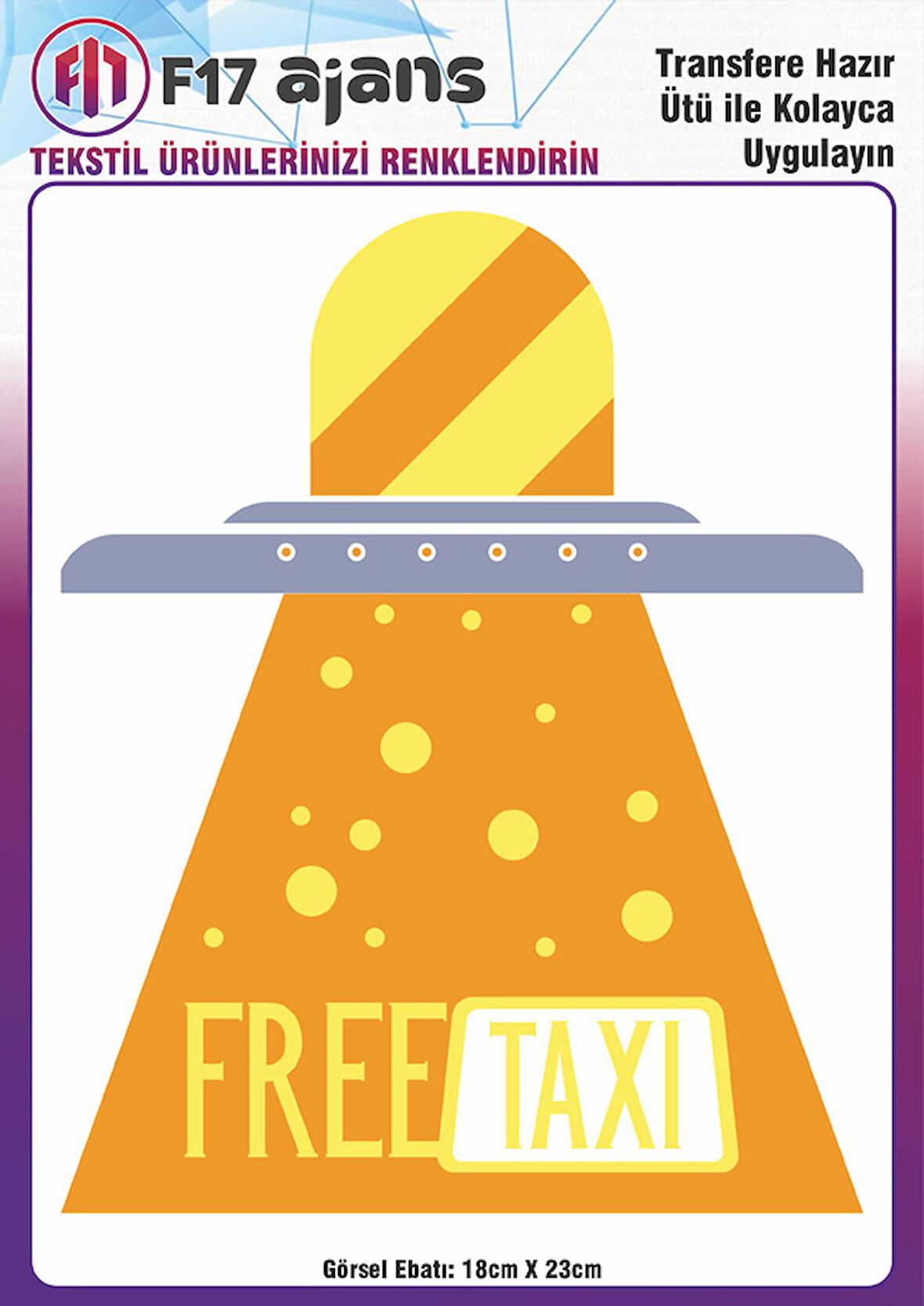 Ütü Ile Yapışan Tekstil Dtf Baskı Görseli Free Taxi