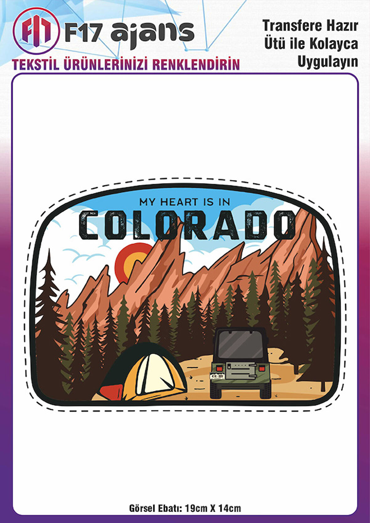 Ütü Ile Yapışan Tekstil Dtf Baskı Görseli Colorado