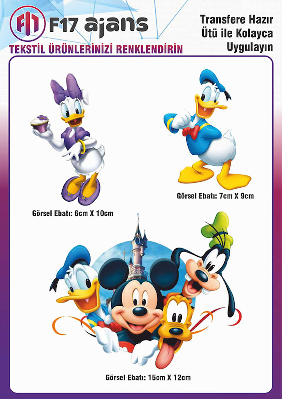 Ütü Ile Yapışan Tekstil Dtf Baskı Görseli Mickey Mouse