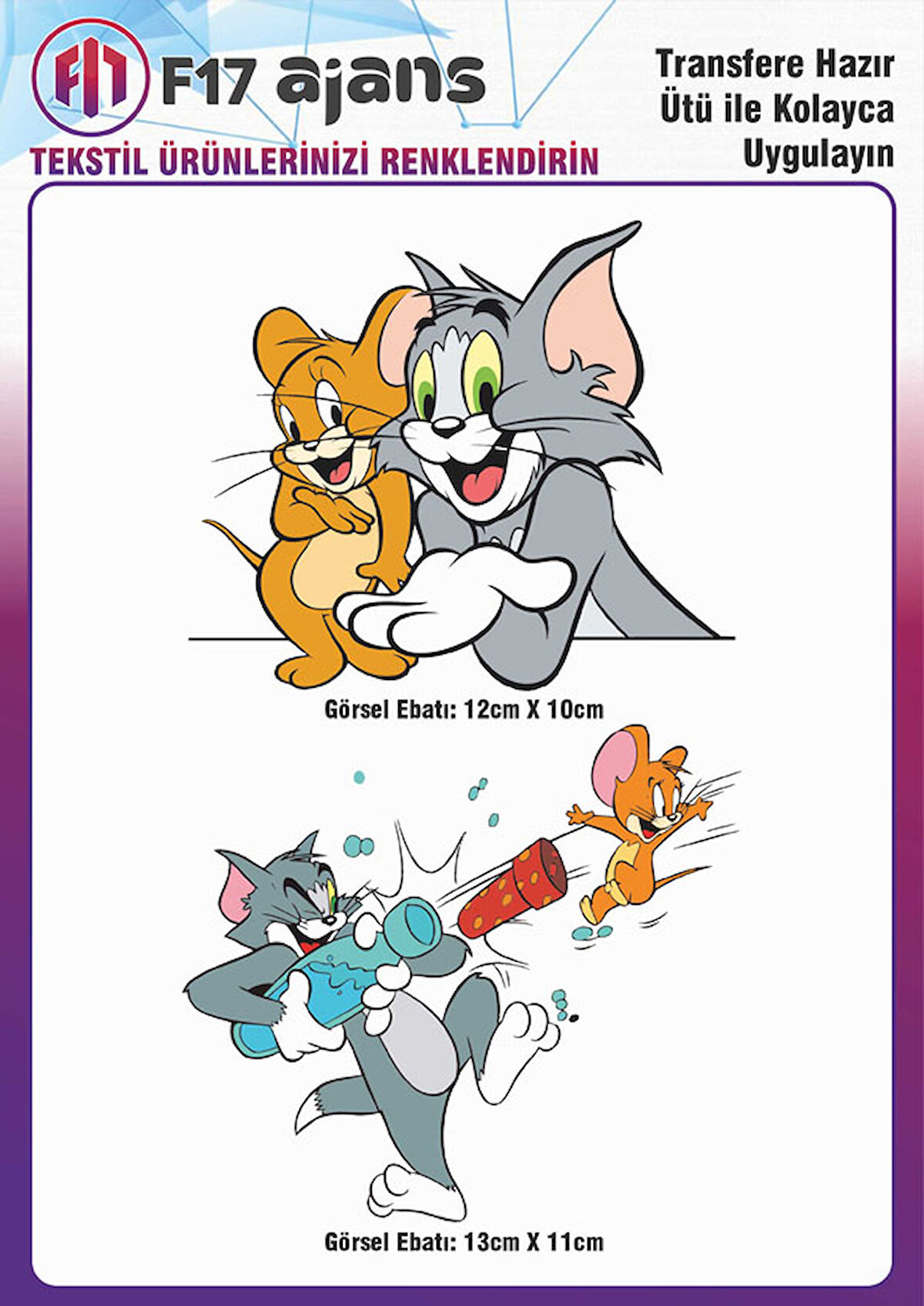Ütü Ile Yapışan Tekstil Dtf Baskı Görseli Tom Ve Jerry