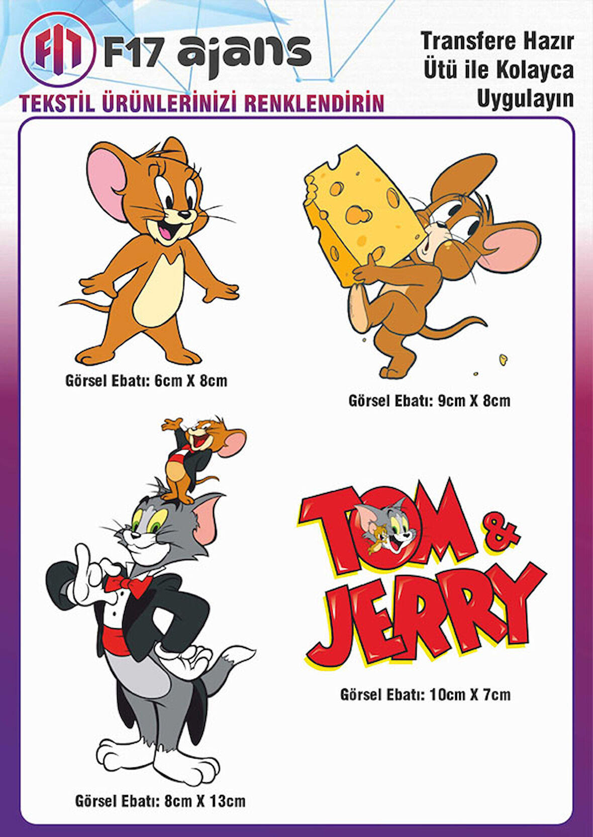 Ütü Ile Yapışan Tekstil Dtf Baskı Görseli Tom Ve Jerry