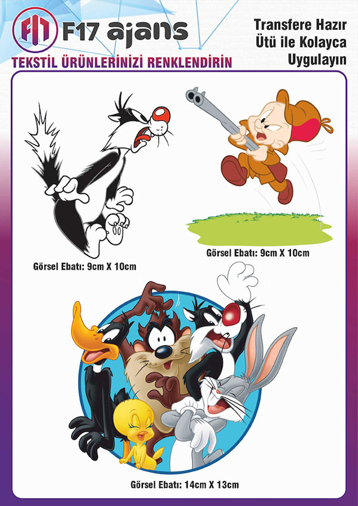 Ütü Ile Yapışan Tekstil Dtf Baskı Görseli Looney Tunes