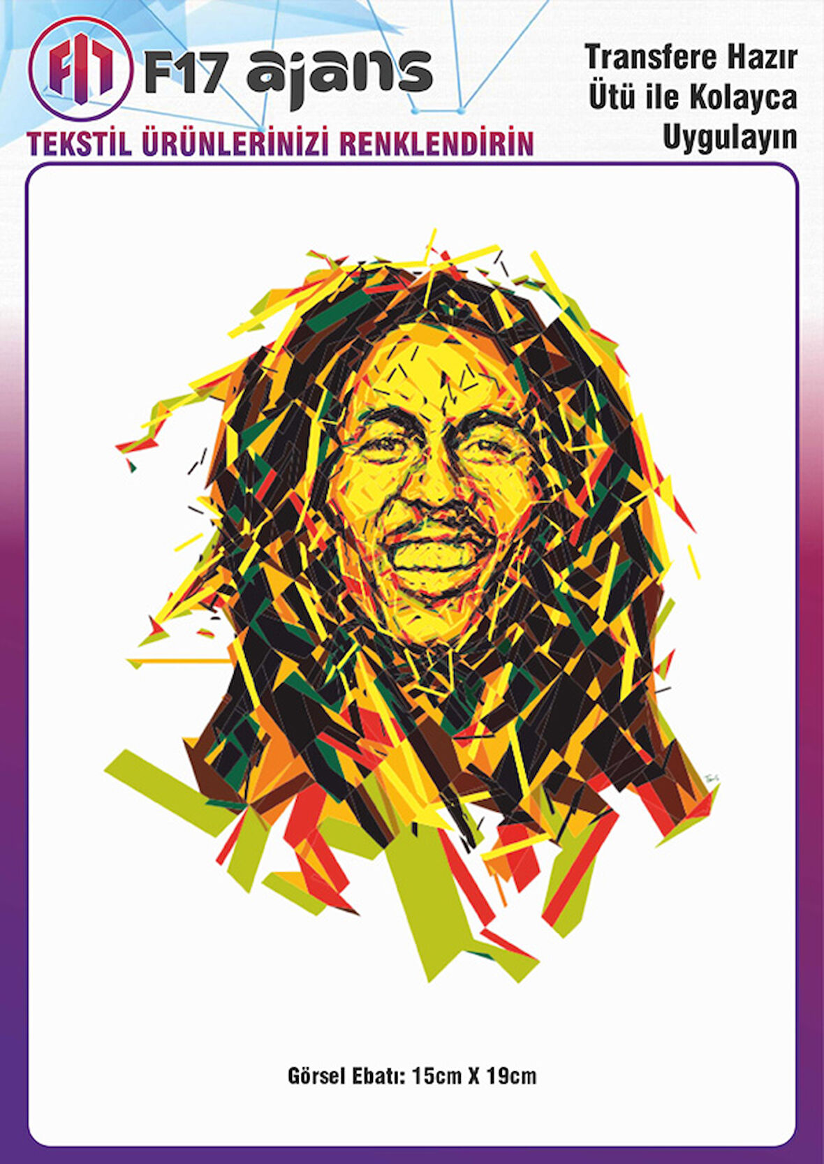 Ütü Ile Yapışan Tekstil Dtf Baskı Görseli Bob Marley