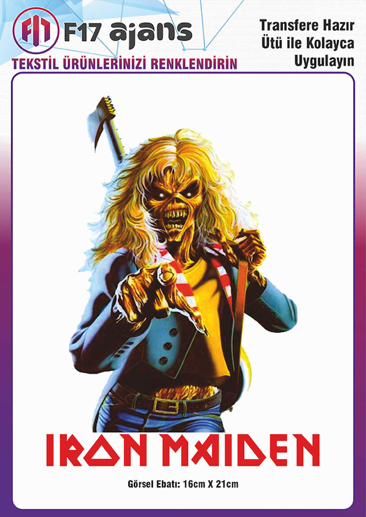 Ütü Ile Yapışan Tekstil Dtf Baskı Görseli Iron Maiden