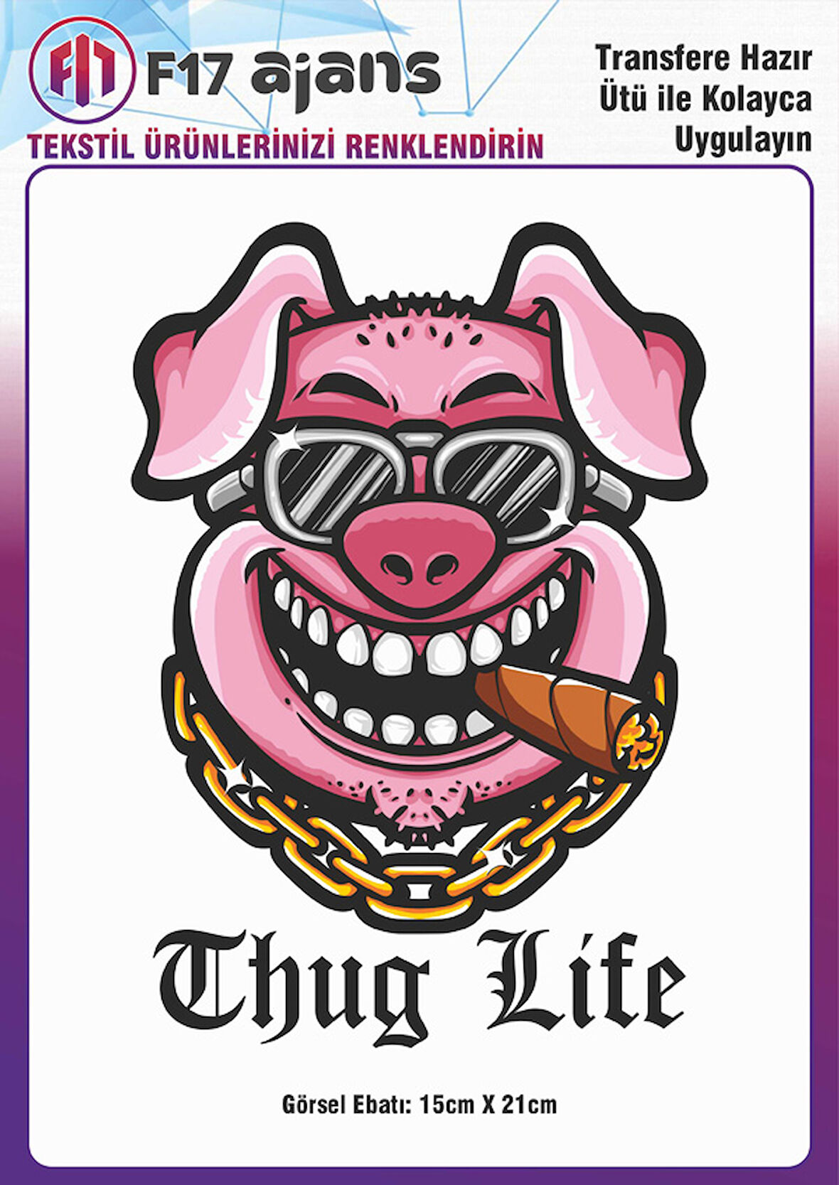 Ütü Ile Yapışan Tekstil Dtf Baskı Görseli Thug Life