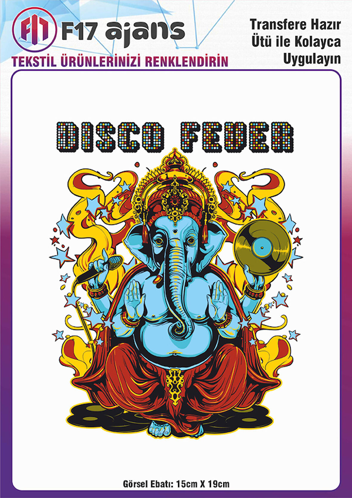 Ütü ile Yapışan Tekstil DTF Transfer Baskı Disco Fever