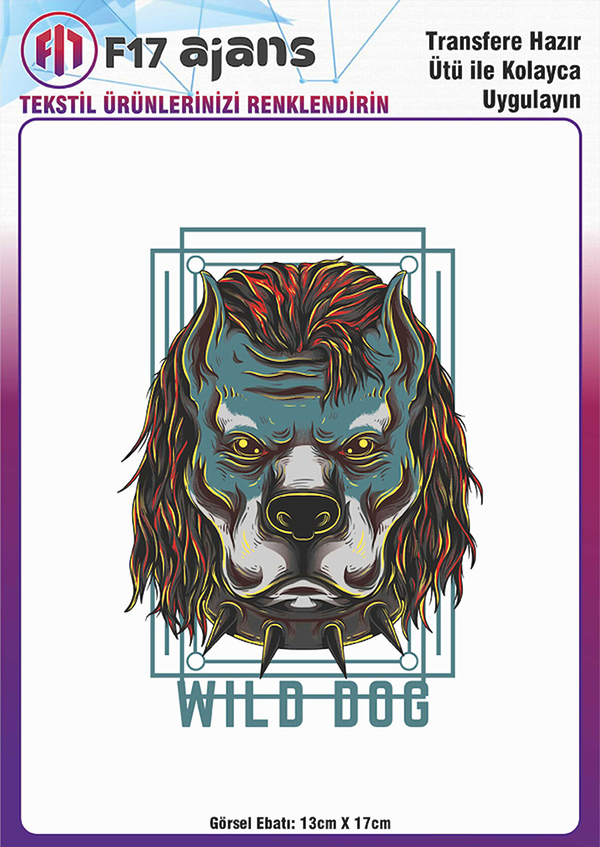 Ütü ile Yapışan Tekstil DTF Transfer Baskı Wild Dog