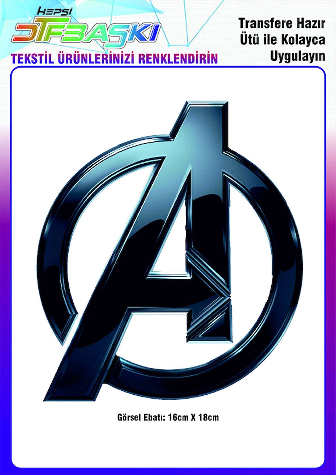 Avengers Yenilmezler Parlak Logo Ütü ile Yapışan Tekstil DTF Baskı