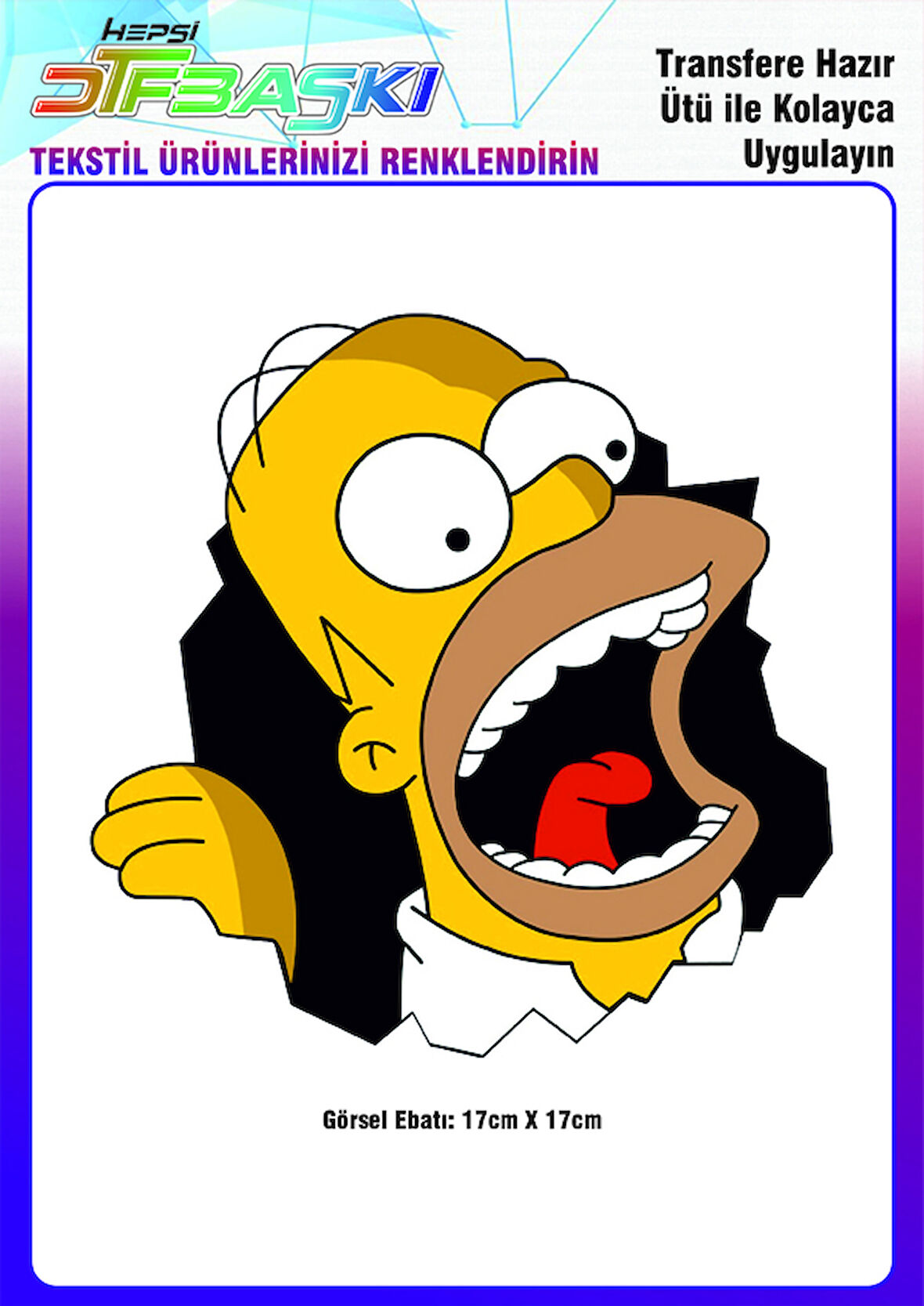 Homer Simpson Ütü ile Yapışan Tekstil DTF Baskı