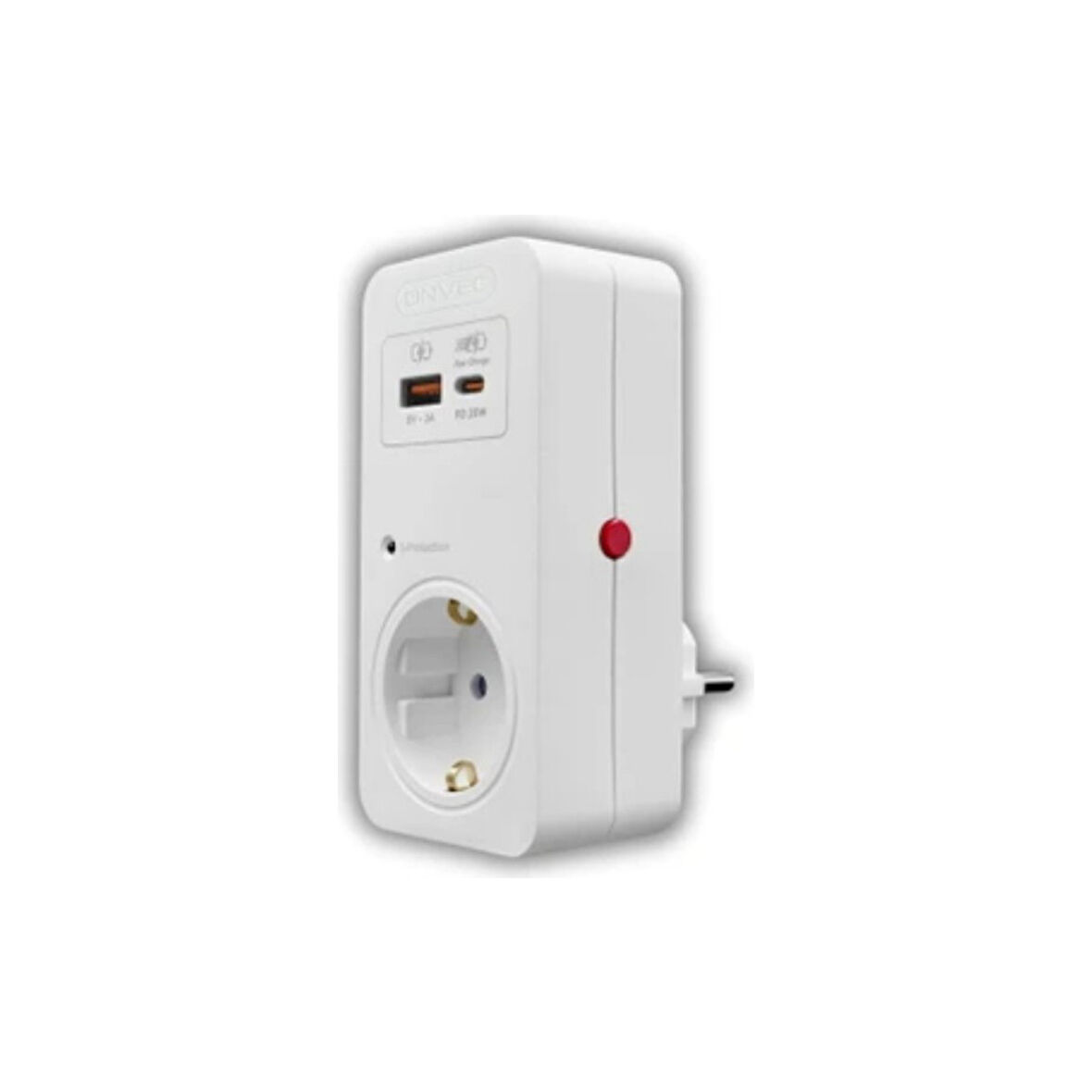F3338 Akım ve Şok Korumalı Tekli Priz – USB & Type-C Şarj Girişli