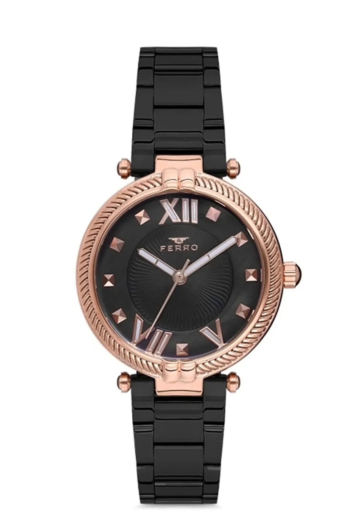 Siyah Çelik Kordon Kadın Kol Saati F21046A-1100-R