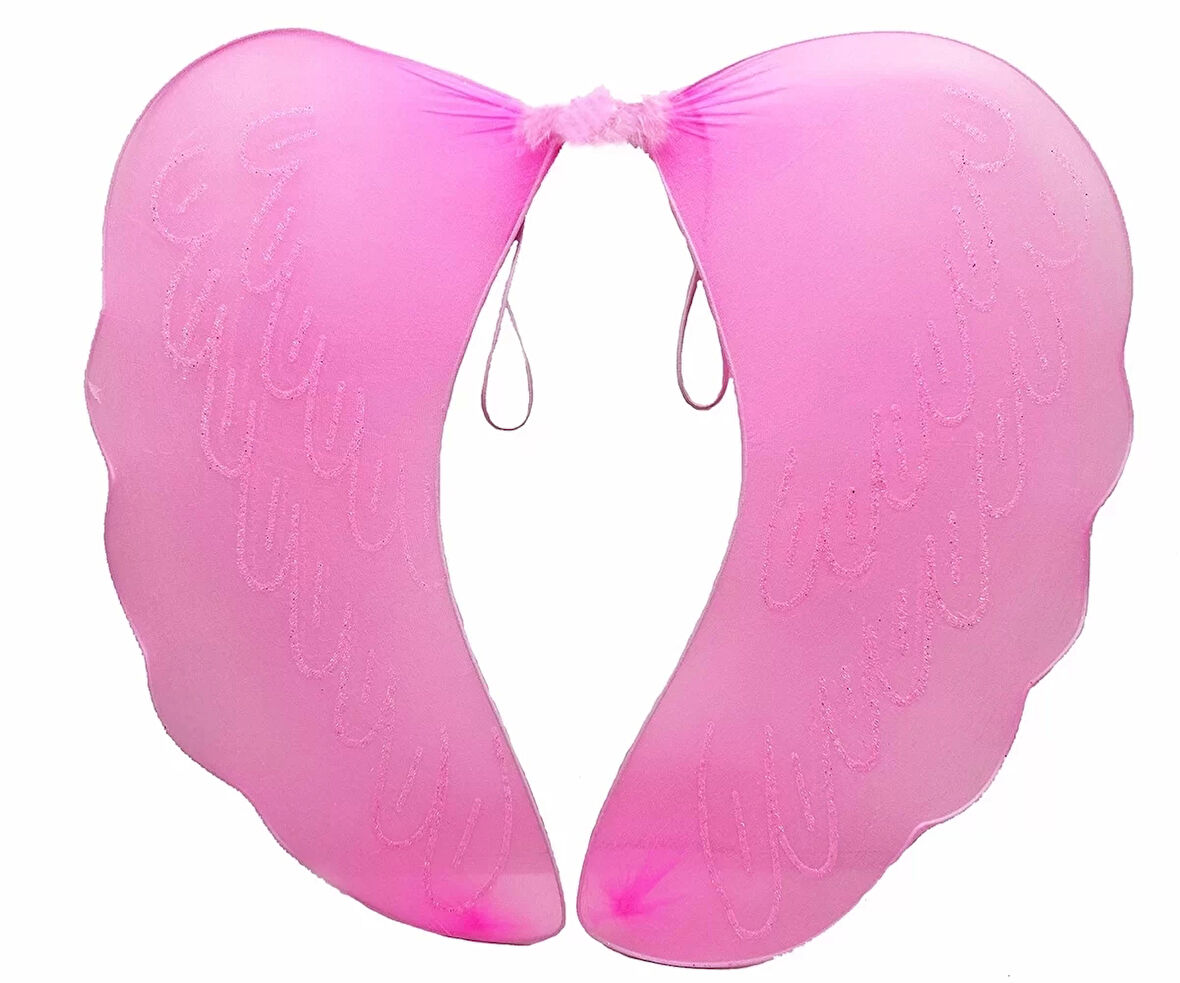 Pembe Renk Ortası Pembe Tüylü Tül Peri Kanadı 40x50 Cm
