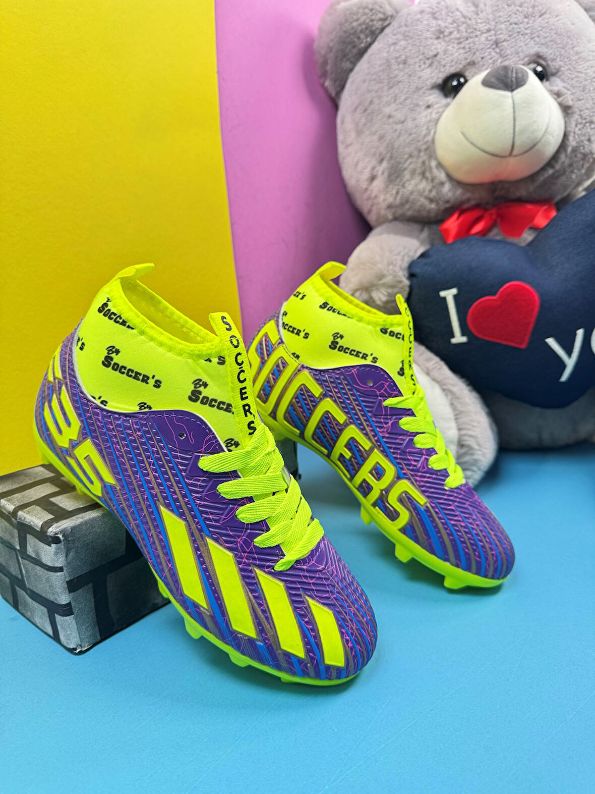  Erkek Çocuk Halısaha  Kranpon Çoraplı Çivili Futbol Spor Ayakkabısı F35KR