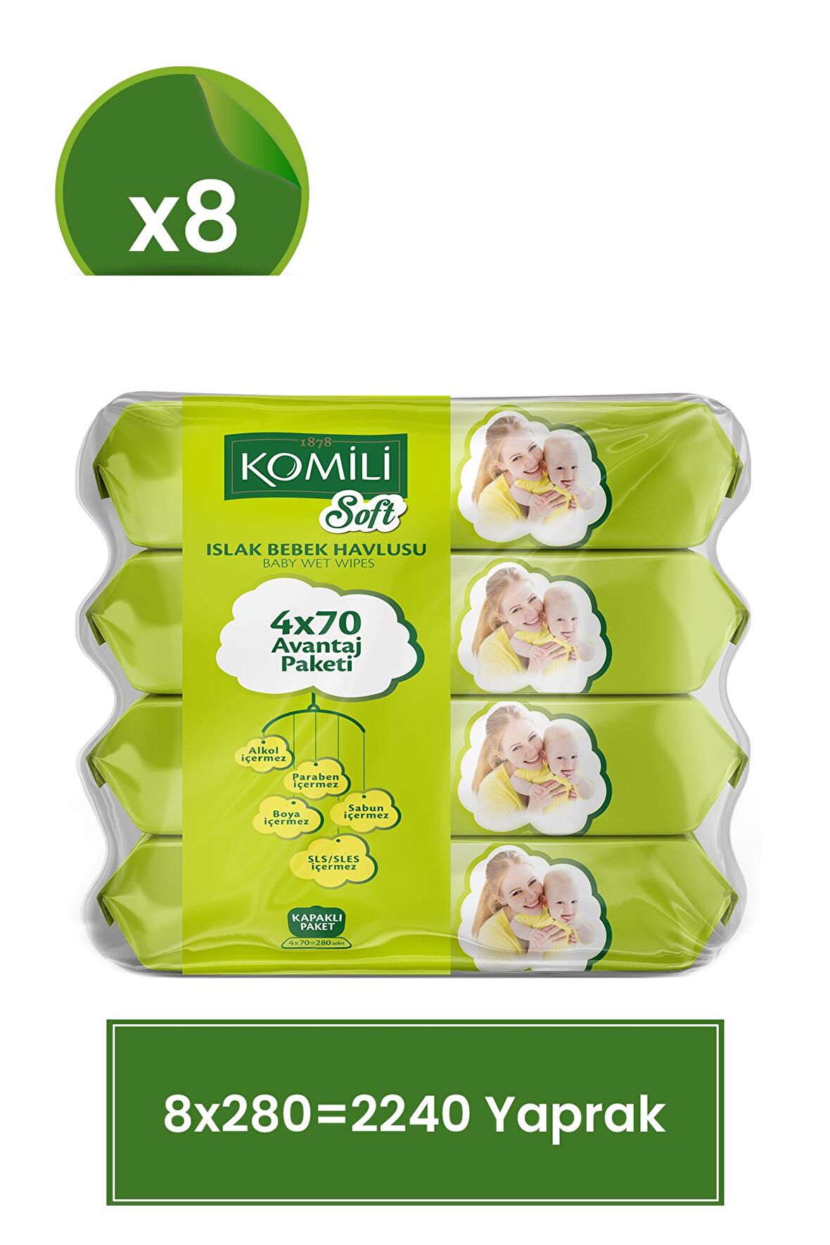 Komili Soft Islak Havlu - 4 x 70 x 8 - 2240 Yaprak