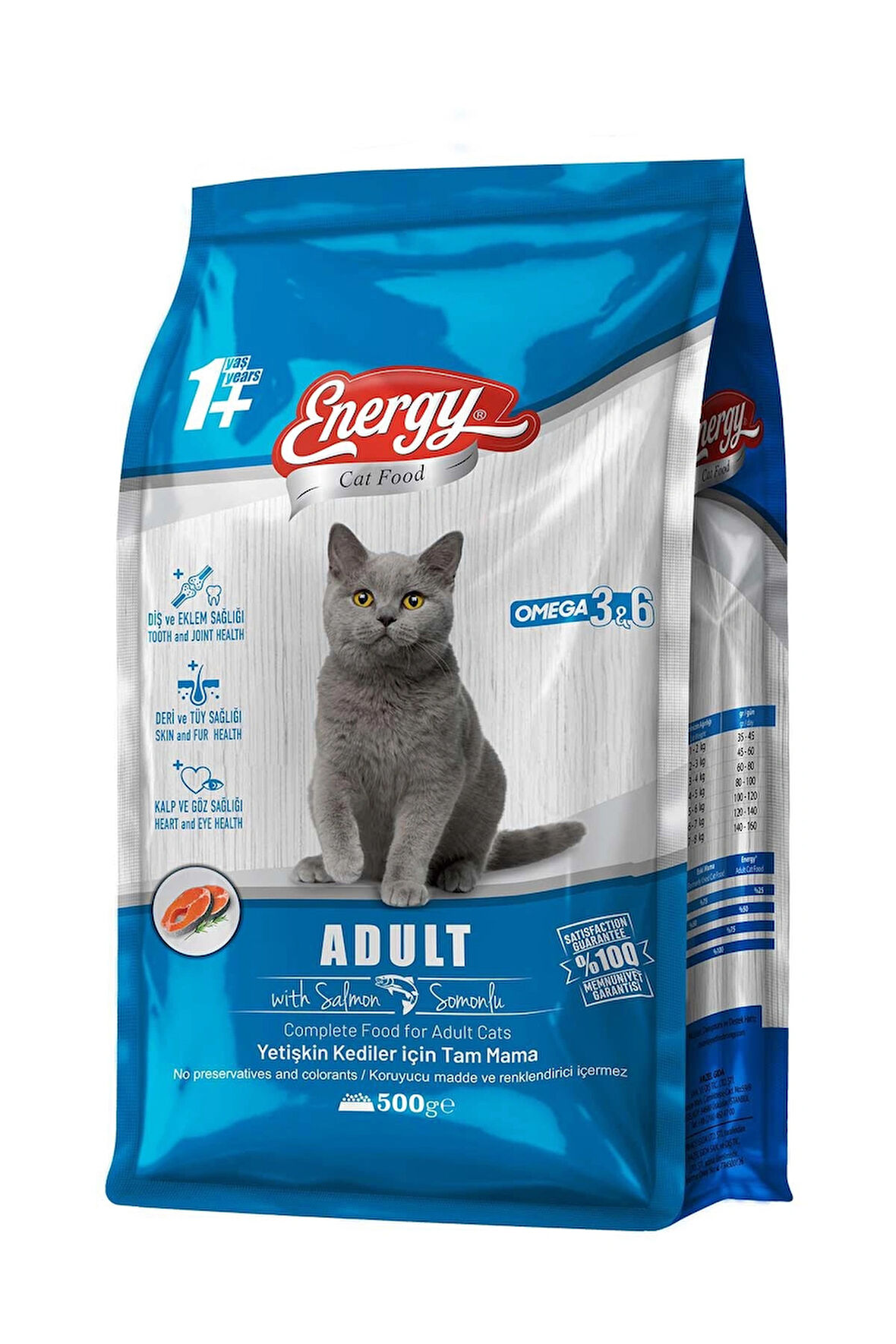 ENERGY SOMONLU YETİŞKİN KEDİ MAMASI 500 GRAM - 6 ADET