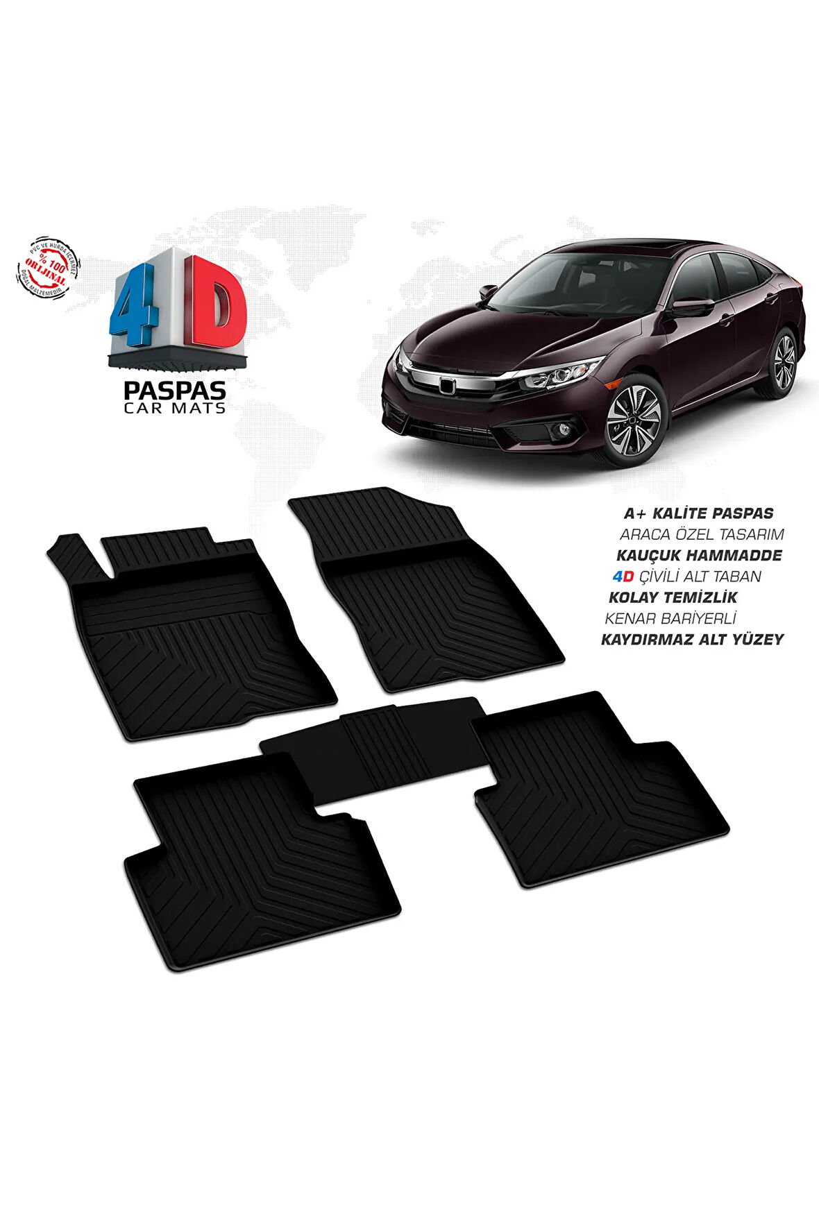 Honda Civic FC5 4D Havuzlu Paspas 2016 – 2021 Model