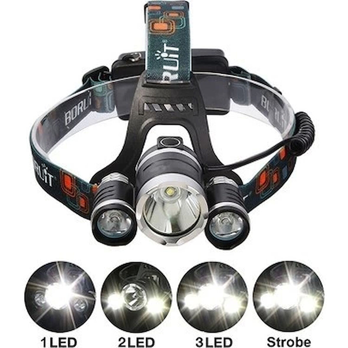 T6 Kafa Feneri 5000 Lumens 3xcree Xm-t6+2r5 Lamba Led Kamp Lambası