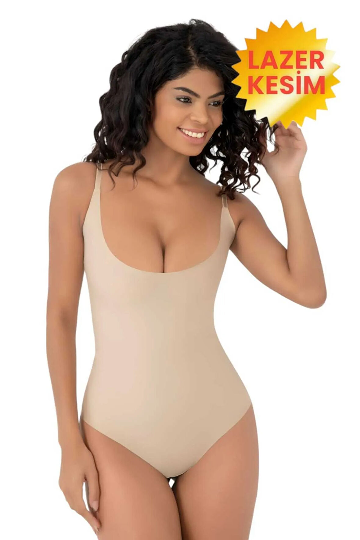 Uniquetrenders Kadın Lazer Kesim İz Yapmaz Göğüs Destekli Askılı Toparlayıcı Body Slip Korse