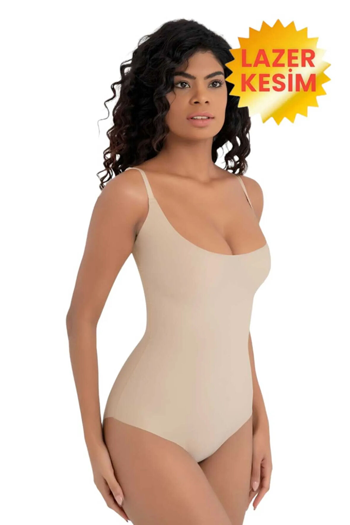 Uniquetrenders Kadın Lazer Kesim İz Yapmaz Göğüs Destekli Askılı Toparlayıcı Body Slip Korse