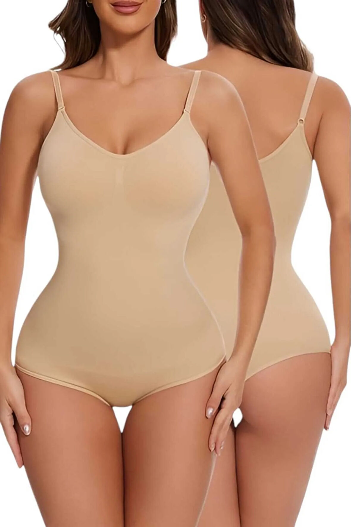 Uniquetrenders Kadın Dikişsiz Toparlayıcı ve İnceltici Çıtçıtlı İp Askılı Slip Body  Korse