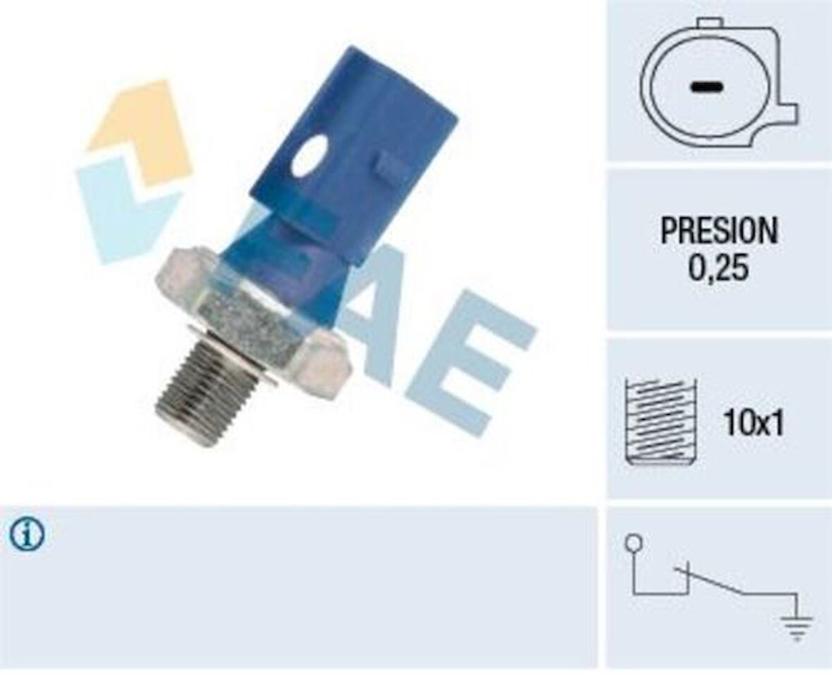 FAE 12870 Yağ Basınç Müşürü 015-035 Bar 1 Kutuplu Contalı Mavi Leon Toledo Alhambra Caddy Ibiza LT35 Polo Classic 81- 028919081J