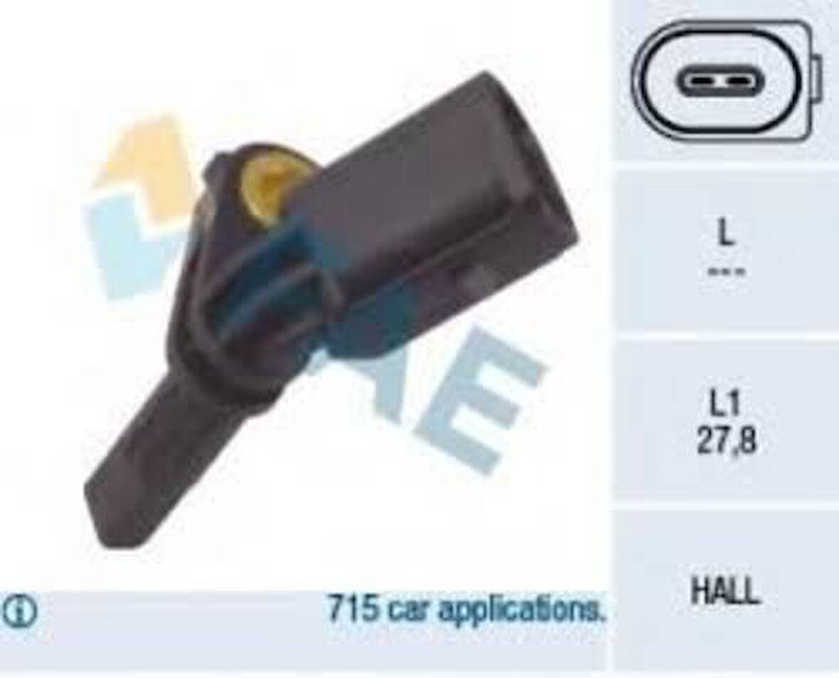 FAE 78064 Tekerlek Hız Sensörü Golf 5-Jetta 3-Passat-T5-T6-Caddy 03 Ön-Sağ 7H0927804