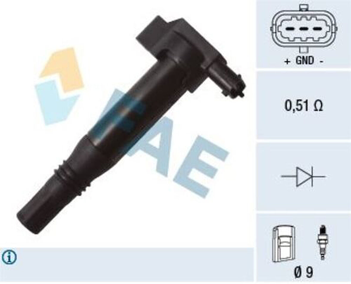 Fae 80273 Ateşleme Bobini P301 P2008 P308 P108 P208 C Elysee C4 Pıcasso C1 (B4) Ds3 C3 III Ebo Eb2 Eb2M (1.2 12V) Corsa F Crossland X
