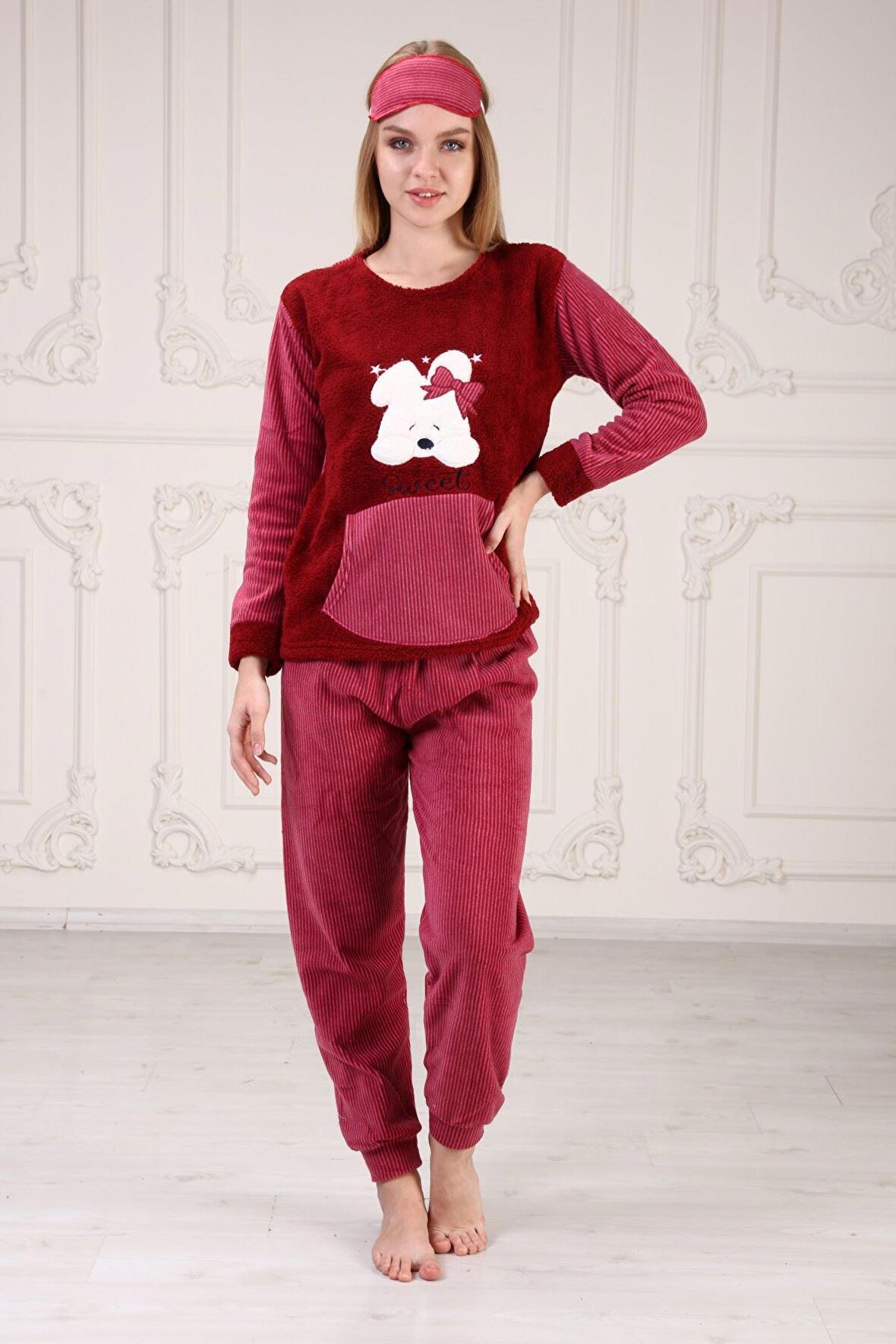 Cepli Baskılı Polar Pijama Takım