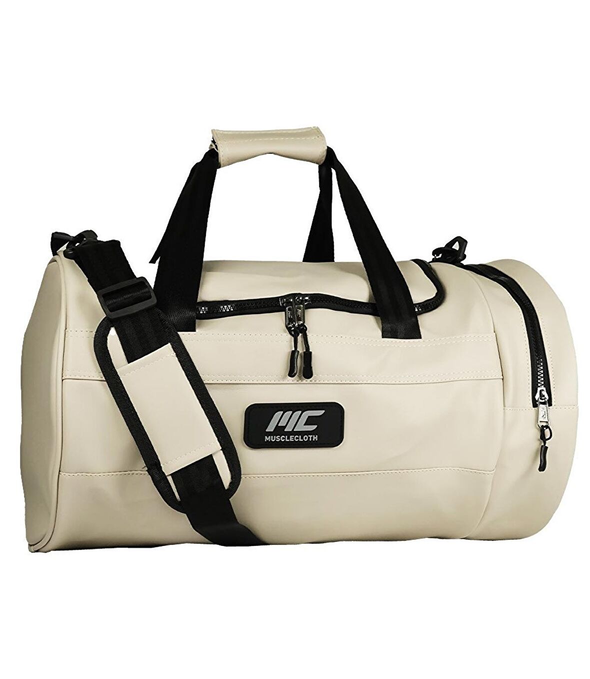 MuscleCloth Elite Duffel Bag Silindir Spor Çanta Bej