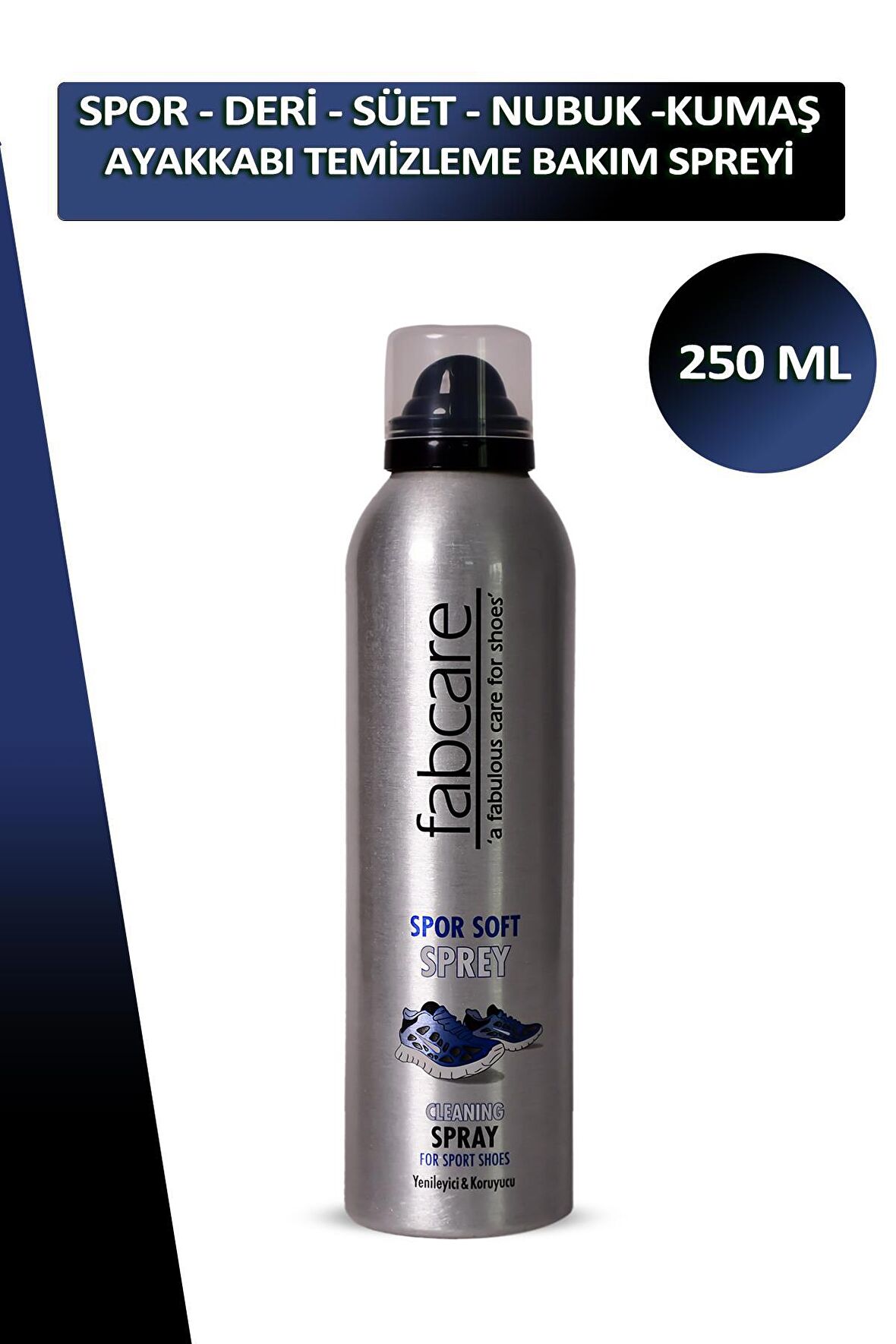 Bağcık + Fabcare Spor Deri Kumaş Süet ve Nubuk Ayakkabı Temizleme ve Bakım Spreyi 250 ML Set