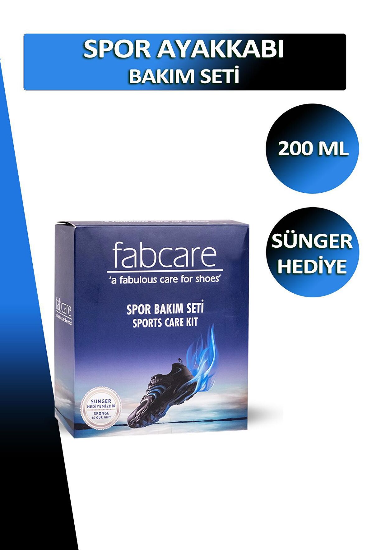 Bağcık + Fabcare Spor Ayakkabı Bakım Seti Sünger Hediyeli 200 ML Set