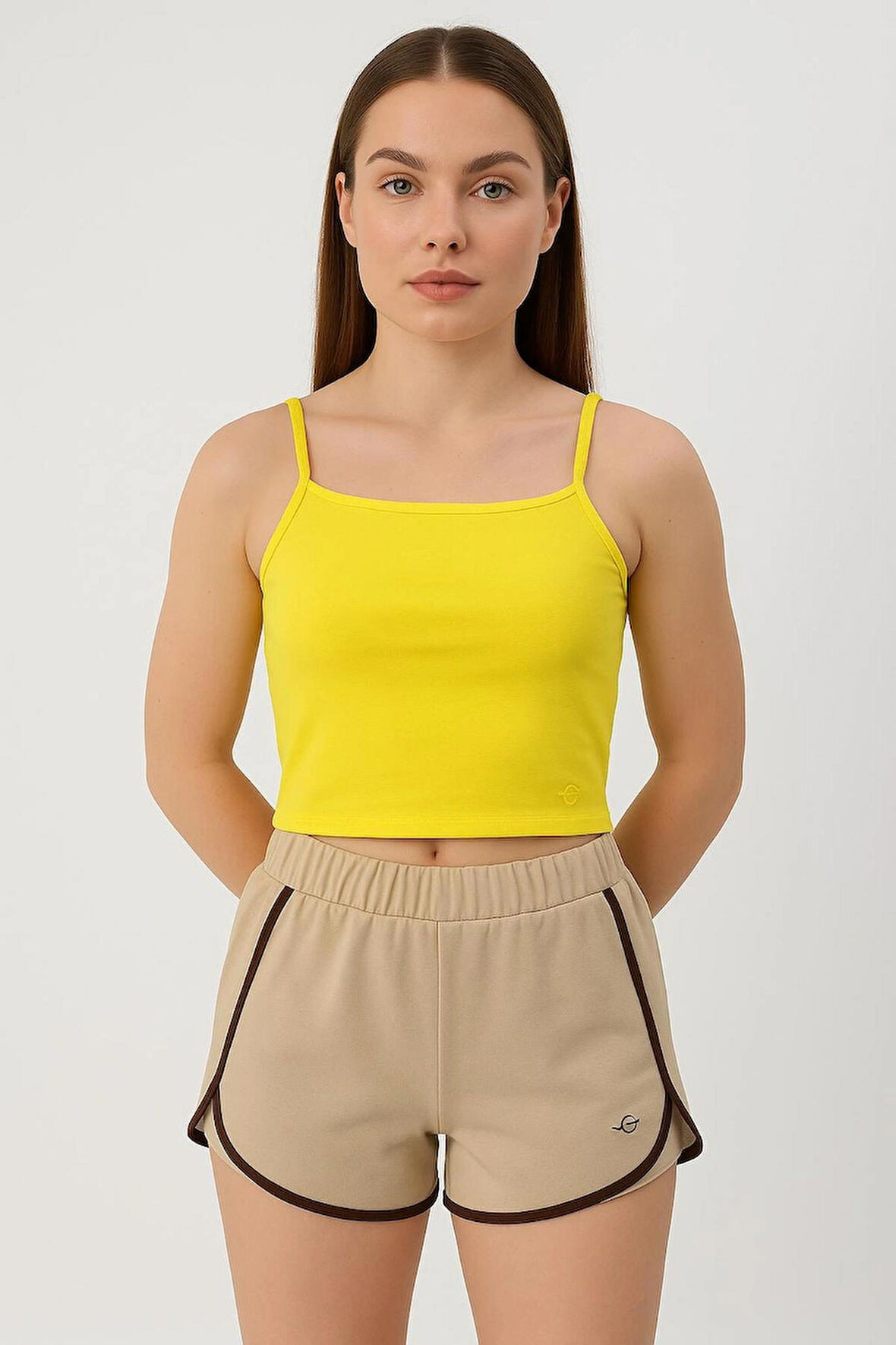Fibula Moda Sarı Kadın Crop