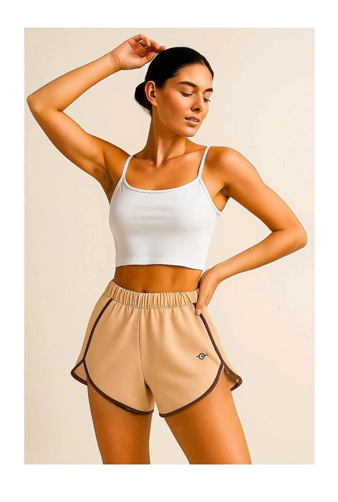 Fibula Moda Bej Kadın şort