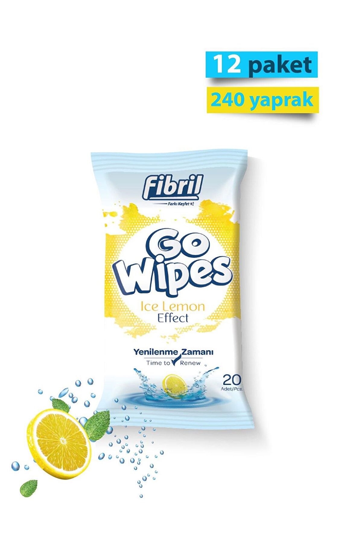 Go Wipes Ice Lemon Islak Mendil X 12 Paket 240 Yaprak