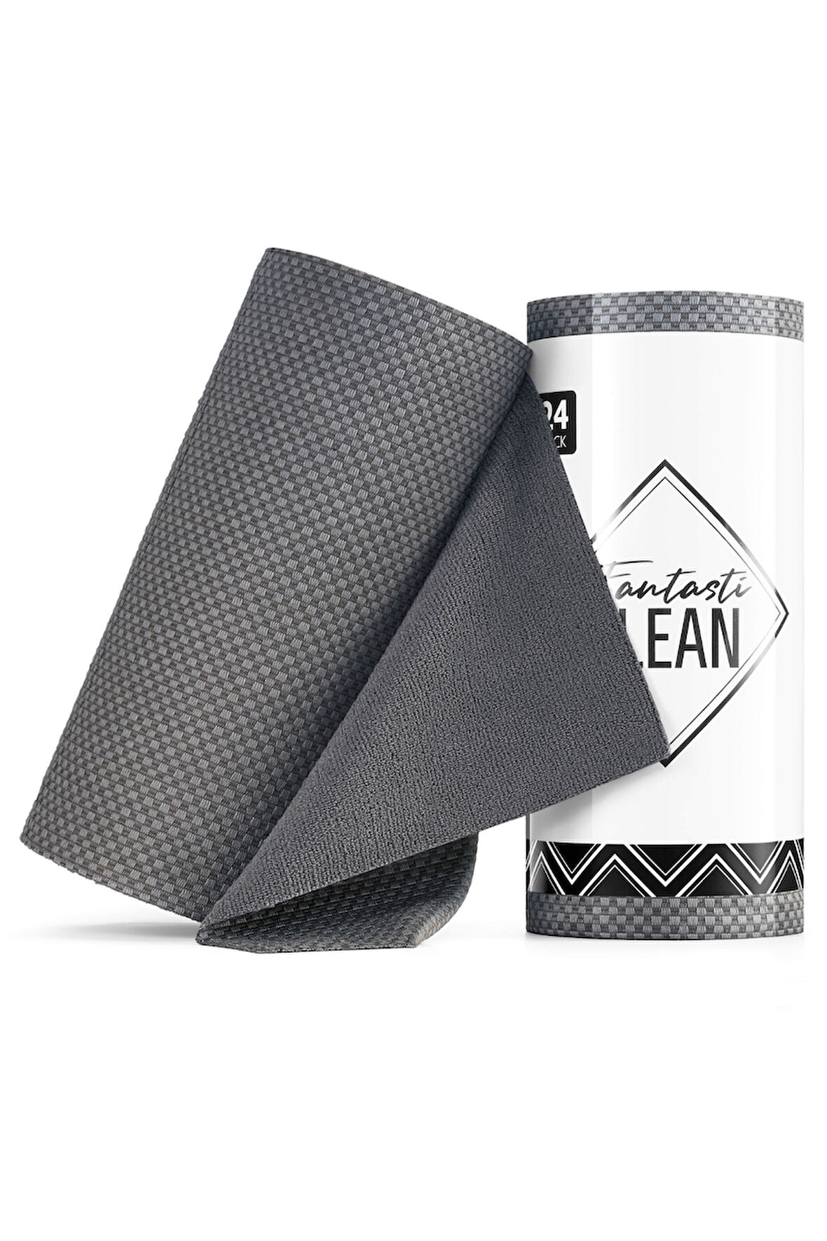 Çok Amaçlı Rulo Mikrofiber Temizlik Bezi 30x30 24 Yapraklı Desenli Gri