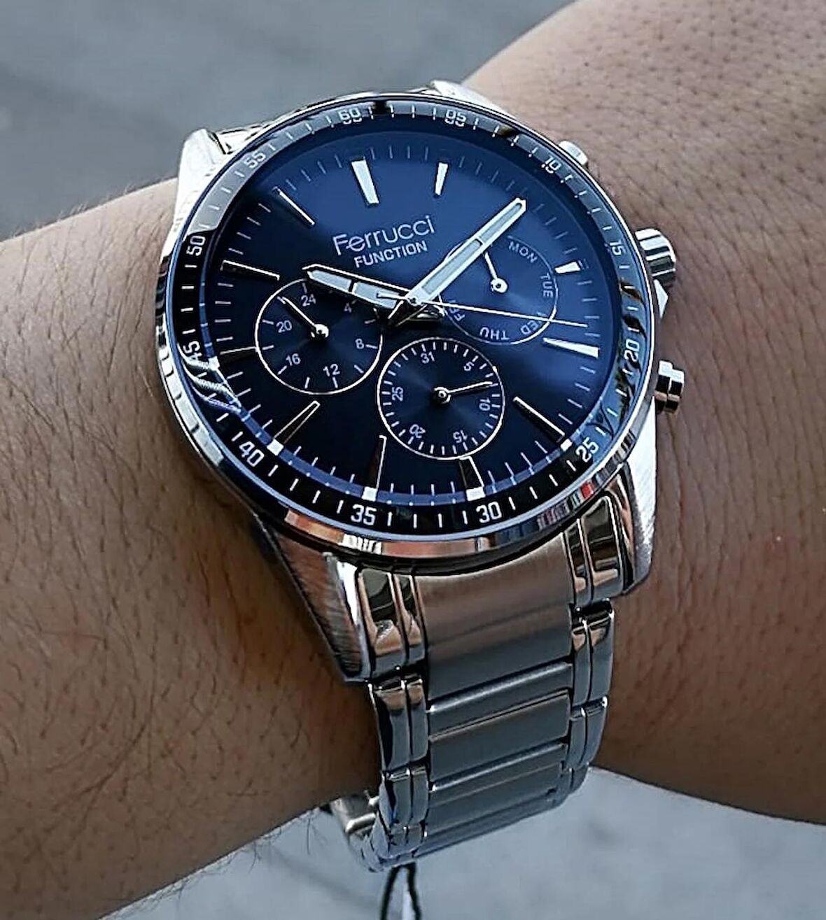 Ferrucci Erkek Kol Saati 3 ATM Su Geçirmez Fonksiyonları Aktif Paslanmaz Çelik Makine Garantili