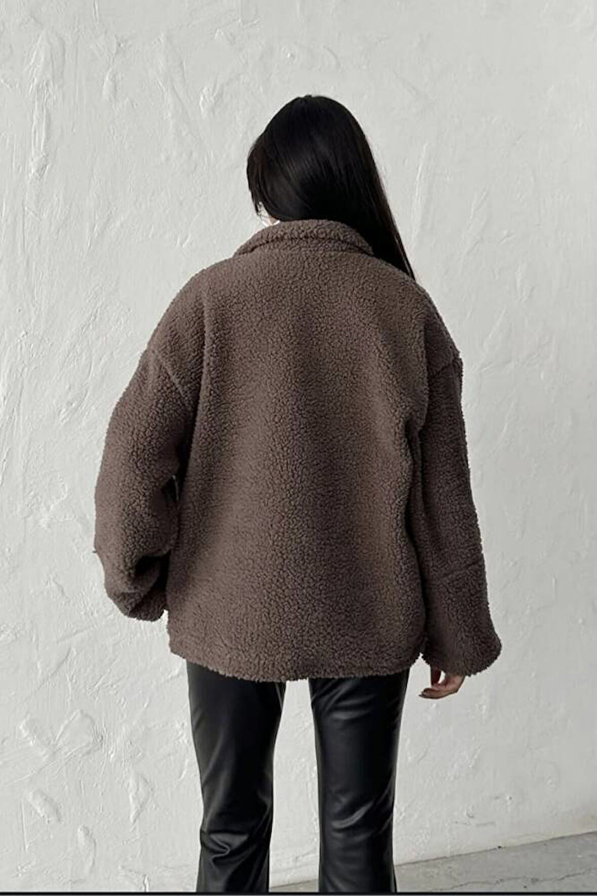 PELÜŞ OVERSİZE DİK YAKALI SPOR CEKET