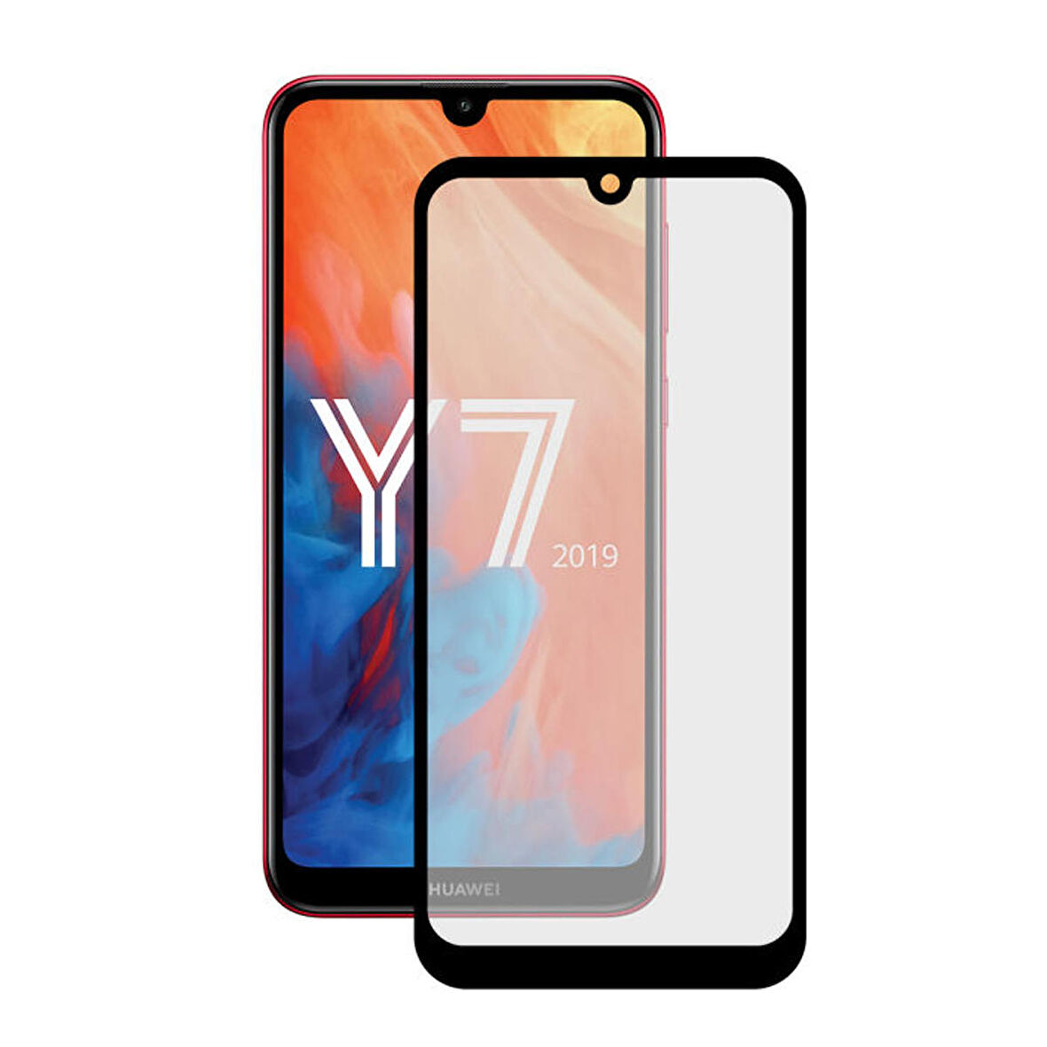 Forzacase Huawei Y7 2019 ile uyumlu Çerçeveli Tam Kaplayan Temperli Ekran Koruyucu - FC003