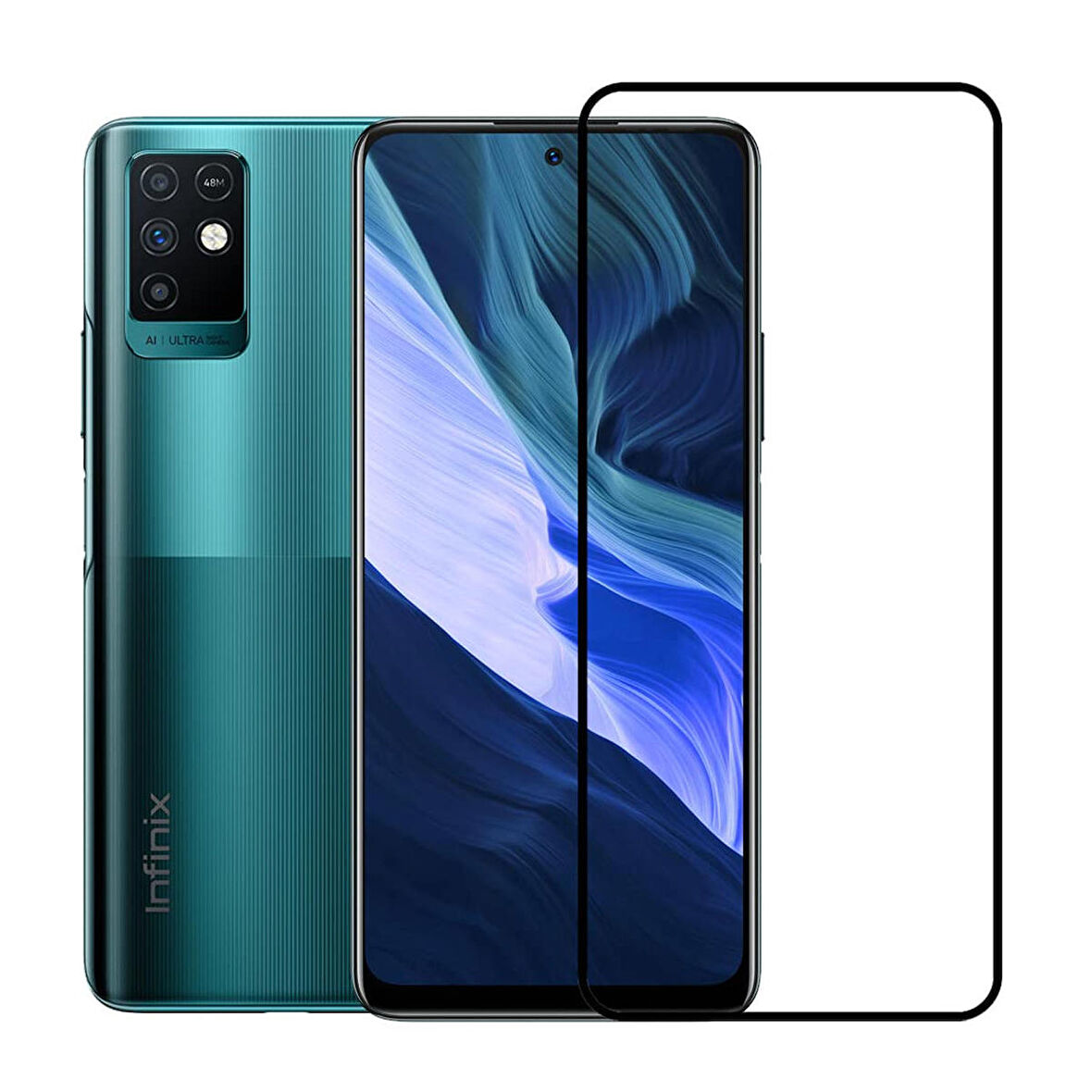 Forzacase Infinix Note 10 Pro ile uyumlu Çerçeveli Tam Kaplayan Temperli Ekran Koruyucu - FC003