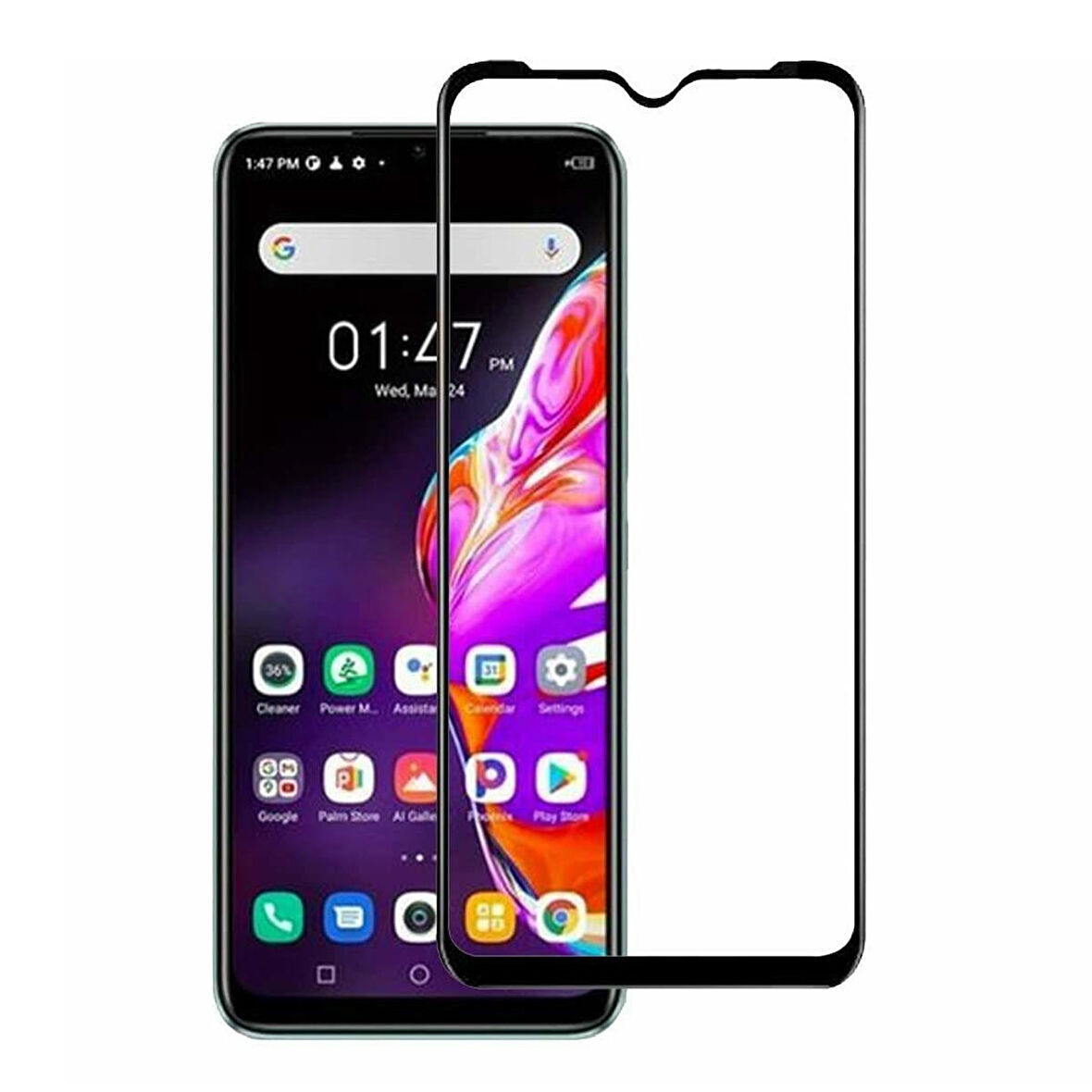 Forzacase Infinix Hot 10T ile uyumlu Çerçeveli Tam Kaplayan Temperli Ekran Koruyucu - FC003