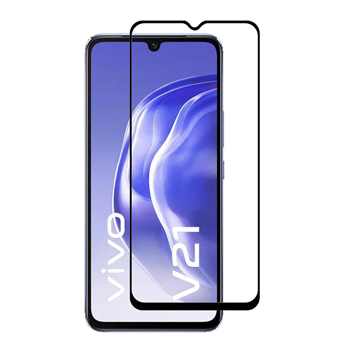 Forzacase Vivo V21e ile uyumlu Çerçeveli Tam Kaplayan Temperli Ekran Koruyucu - FC003