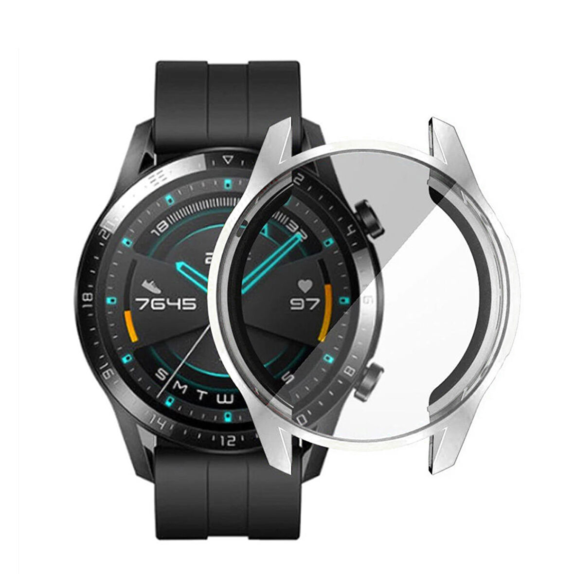 Forzacase Huawei Watch GT 2 46mm ile uyumlu Önü Kapalı Ekran Korumalı Silikon Kılıf - FC010