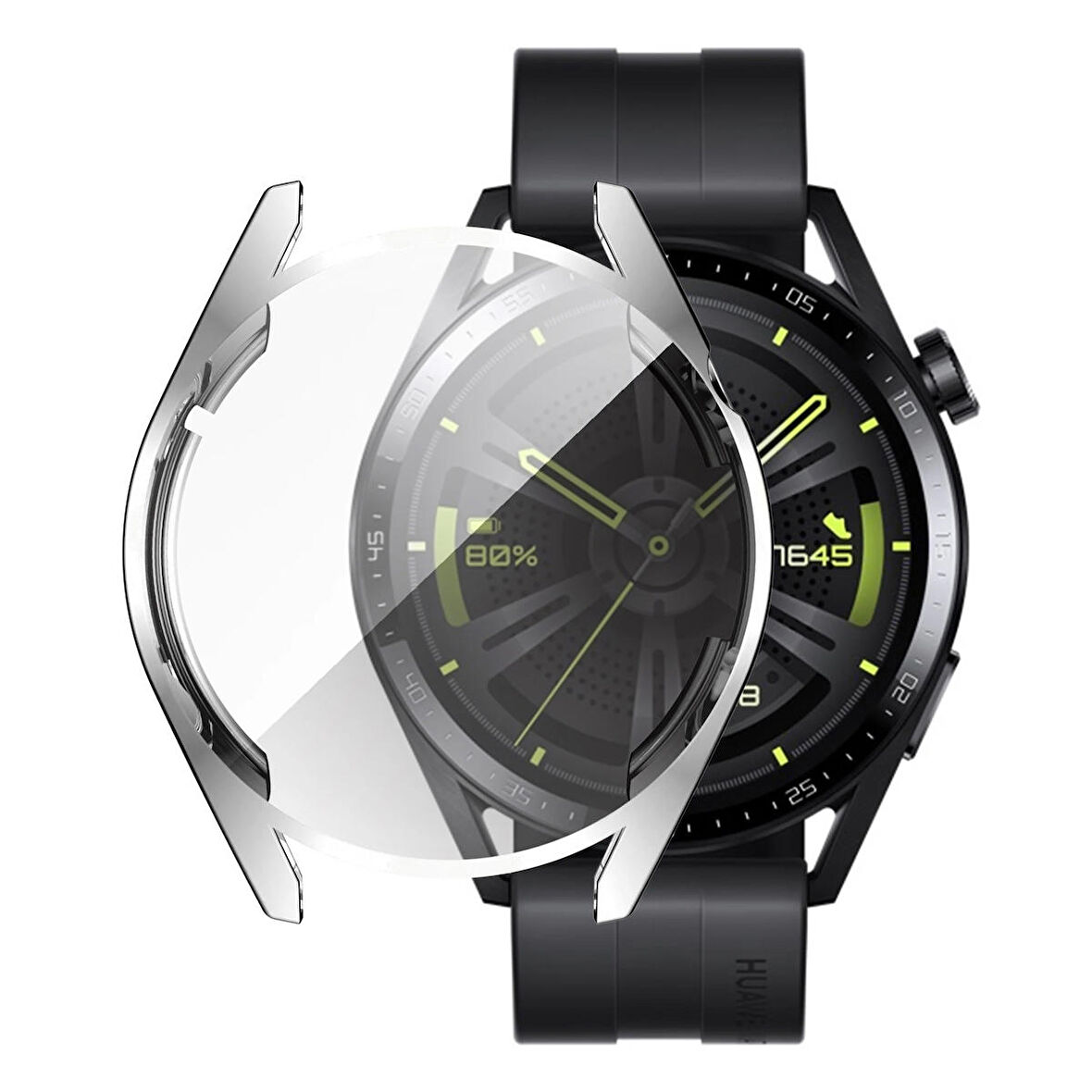 Forzacase Huawei Watch GT 3 46mm ile uyumlu Önü Kapalı Ekran Korumalı Silikon Kılıf - FC010