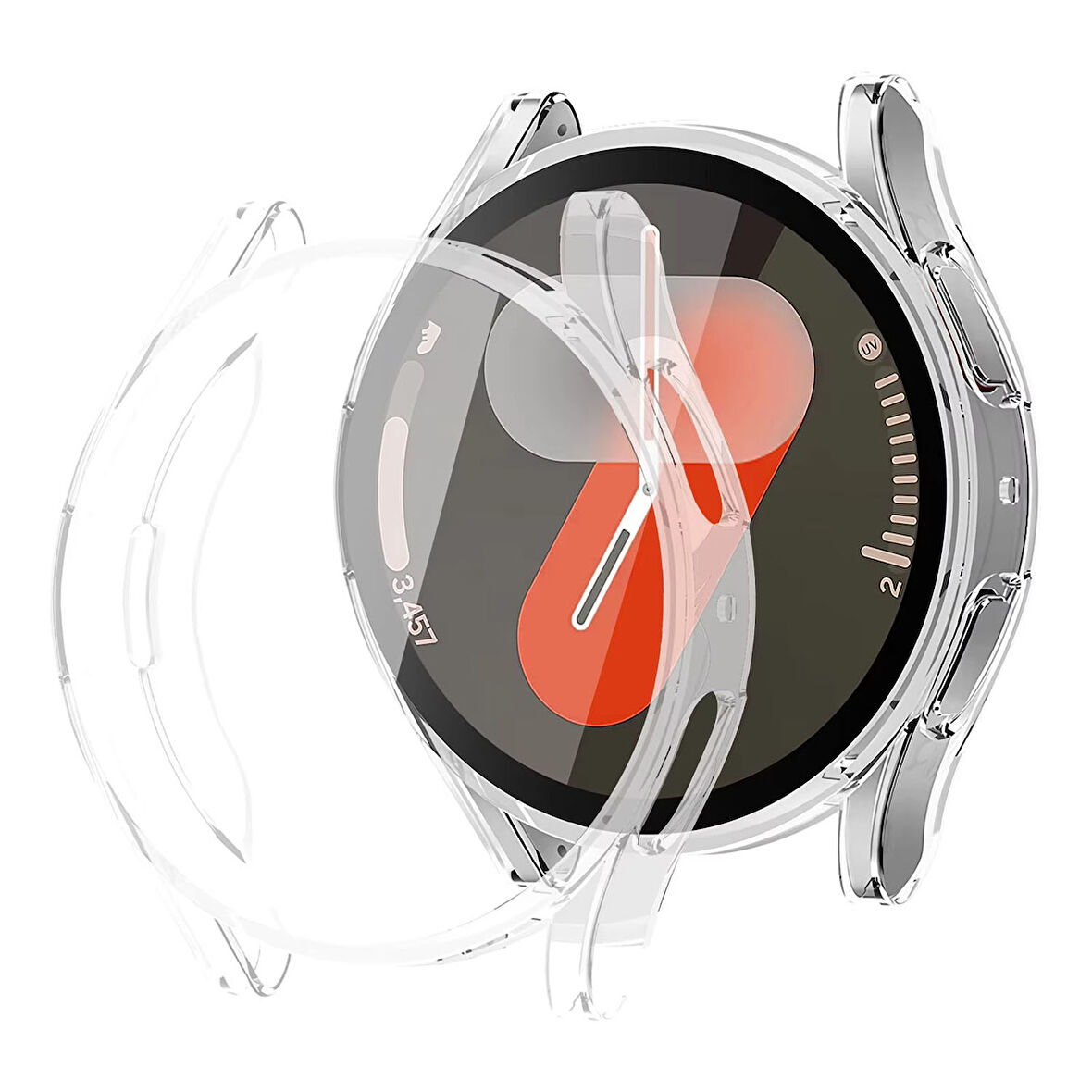 Forzacase Samsung Galaxy Watch 7 44mm ile uyumlu Önü Kapalı Ekran Korumalı Silikon Kılıf - FC010