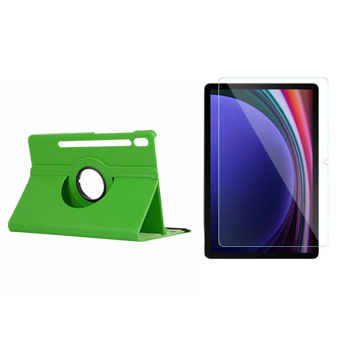 Forzacase Samsung Tab S9 Plus uyumlu 360 Derece Döner Standlı Kılıf + Temperli Kırılmaz Cam FC012